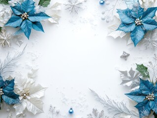 Winter Wonderland Christmas Frame:  A festive and elegant frame, perfect for holiday greetings and invitations. Delicate poinsettias, snowflakes, and silver accents create a winter wonderland scene.