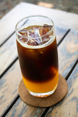Fresh cold coffee drink with ice