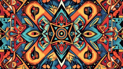 Colorful abstract geometric shapes creating a kaleidoscopic street art design