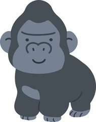 Simple and flat cute grey Gorilla illustration