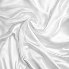 Obraz premium Close-up of white silky fabric with soft folds and ripples, creating a smooth, elegant, and luxurious texture.