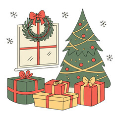 Collection of Cute Christmas Santa Claus isolated. Christmas Set of Cheerful, funny Santa clause for winter holidays. Happy Santa Claus cartoon character ready new year