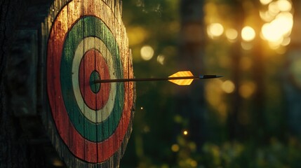 An arrow flying towards the target.