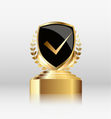 Black and gold check mark award