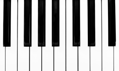 Naklejka premium close-up Top view of realistic shaded monochrome piano keyboard.