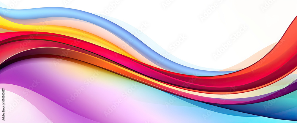 Poster abstract smooth curved wave in bright red pink and blue color modern digital background
