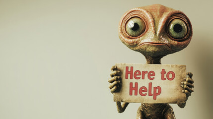 Friendly alien offering help and support