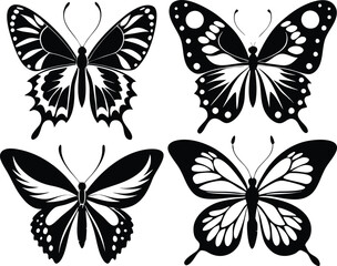 set of Butterfly silhouette butterfly silhouette icon vector illustration 