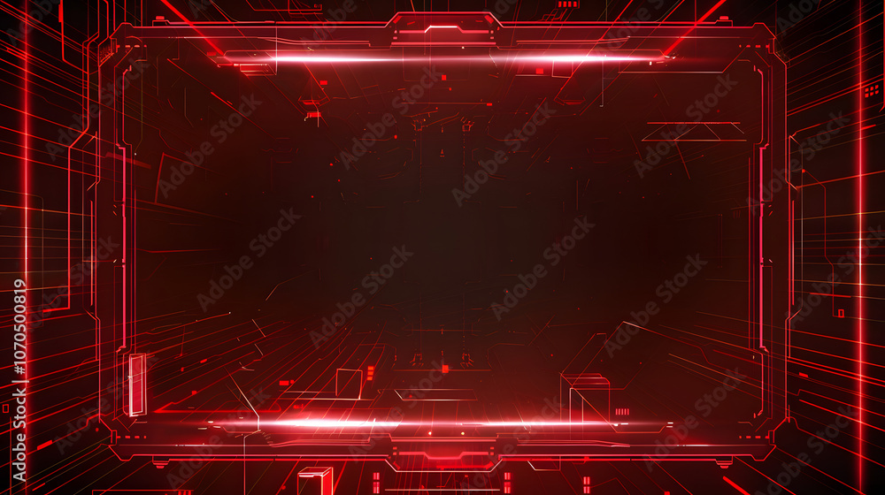Poster a black and red frame with a red background. the frame is made of red and black materials