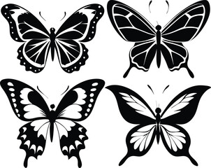 set of Butterfly silhouette butterfly silhouette icon vector illustration 