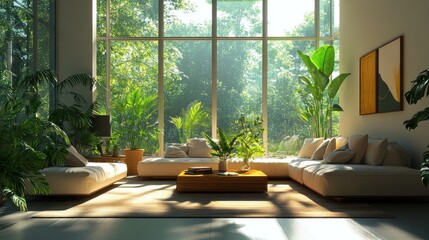 Fototapeta premium Modern living room with a view