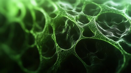 Organic alien tissue growing and pulsating with green biological light