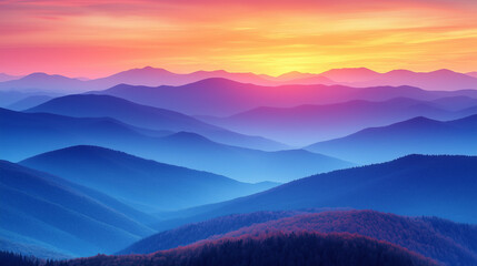 Fototapeta premium Vibrant Morning Light on Mountain Range
