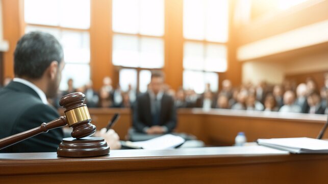 Intense Courtroom Plea Bargaining Scene - Defense Lawyer Discusses Deal with Defendant Amidst Dramatic Sunlight and Focused Faces