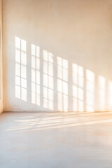 Obraz premium Soft sunlight casting delicate shadows on a minimalist interior wall in the morning