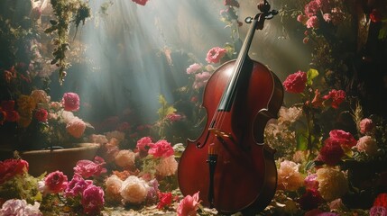 Cello in a Garden of Roses