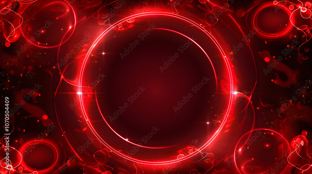 Poster a black and red frame with a red background. the frame is made of red and black materials