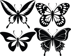 set of Butterfly silhouette butterfly silhouette icon vector illustration 