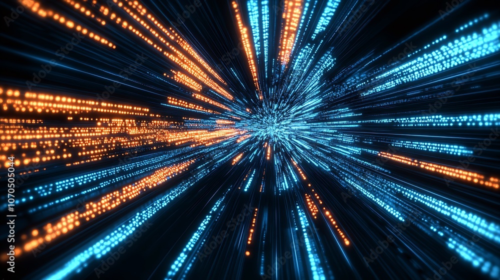 Aufkleber Explosive Digital Light Streams Visualizing Speed and Technology : Generative AI