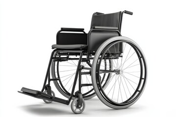 Fototapeta premium Modern black wheelchair with adjustable armrests and leg supports