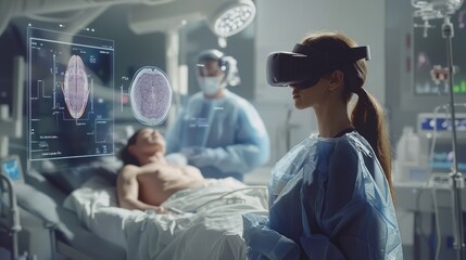 Healthcare professionals utilize virtual reality technology to enhance patient care and medical training