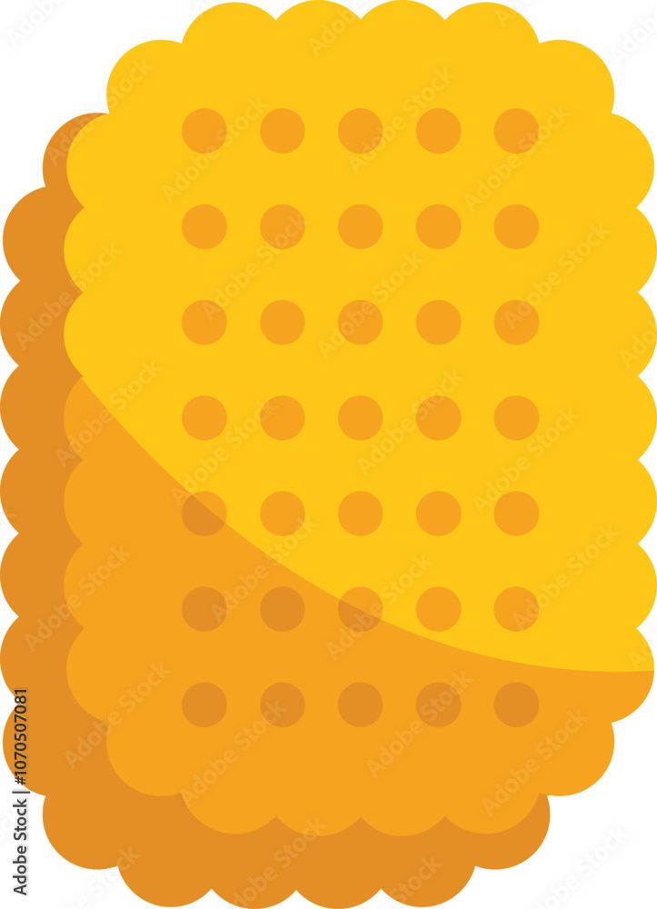 Poster simple vector illustration of a square cracker, isolated on a white background