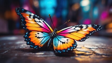 Obraz premium Abstract butterfly in a tilt-shift photograph, printed on a stylish streetwear tee.