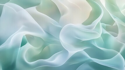 Obraz premium A calming abstract background with floating, translucent layers in a pastel color palette, blending pale greens, blues, and whites