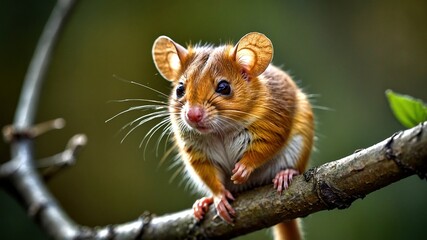 Adorable hazel dormouse portrait: A glimpse into the nocturnal world of this enchanting rodent.
