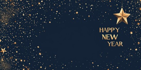 Fototapeta premium Dark Blue Background with Golden Stars and 