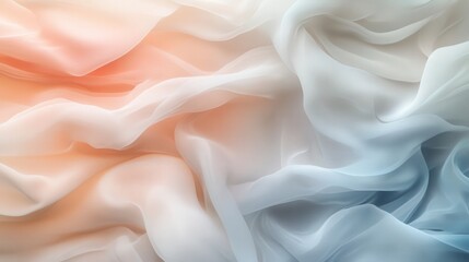 Fototapeta premium A delicate abstract background with flowing, semi-transparent layers of cream, blush, and pale blue