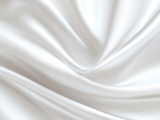 Obraz premium Smooth white fabric with soft texture, flowing elegantly in waves. Ideal for various textile applications, this fabric exudes sense of luxury and comfort
