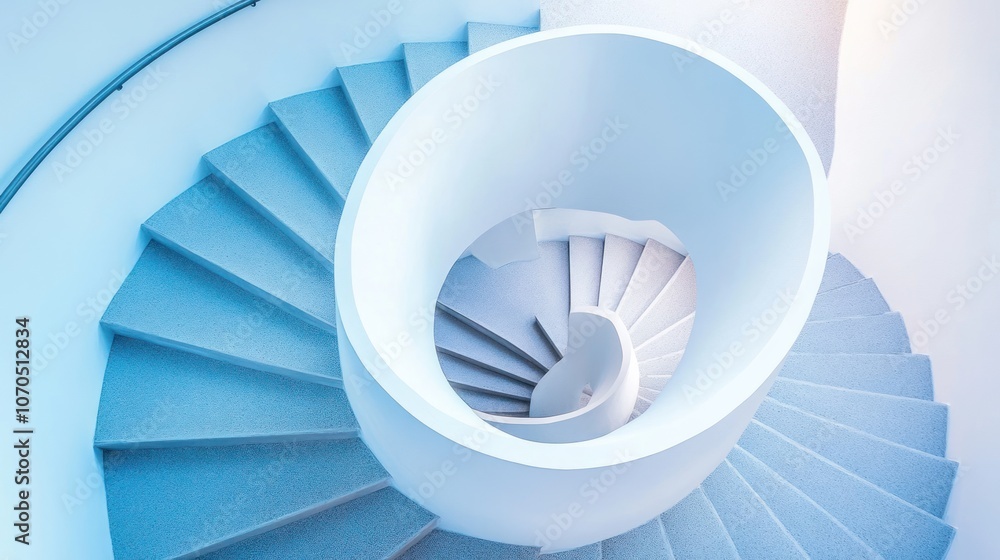 Poster a spiral staircase with a modern design and soft lighting creates an inviting atmosphere.