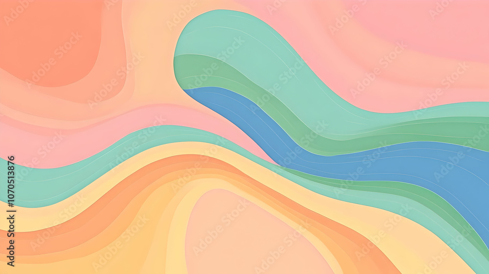 Aufkleber abstract colorful wave background with papercut style and pastel colors