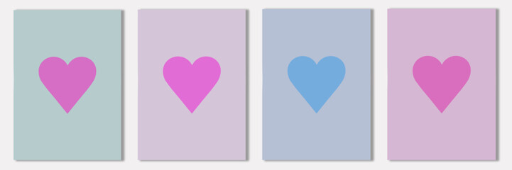 Heart card set. Valentine abstract design bundle. Vector illustration for banner, poster.