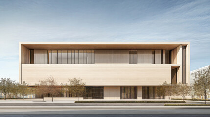 Fototapeta premium Modern architectural design of a sleek building in an urban setting during daylight hours