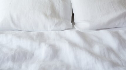 Elegant white linen duvet with stylish bed furniture and cozy cushions for your bedroom