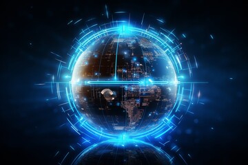 Obraz premium Isolated digital globe on plain background representing global connectivity and technology