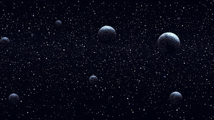 Abstract Space Background with Scattered White Dots Representing Stars and Planets
