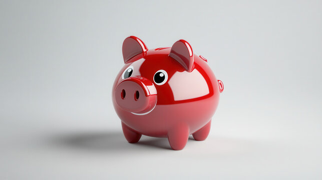 Engaging red piggy bank with glossy finish, perfect for saving money and teaching kids about finances. fun and playful design adds charm to any space