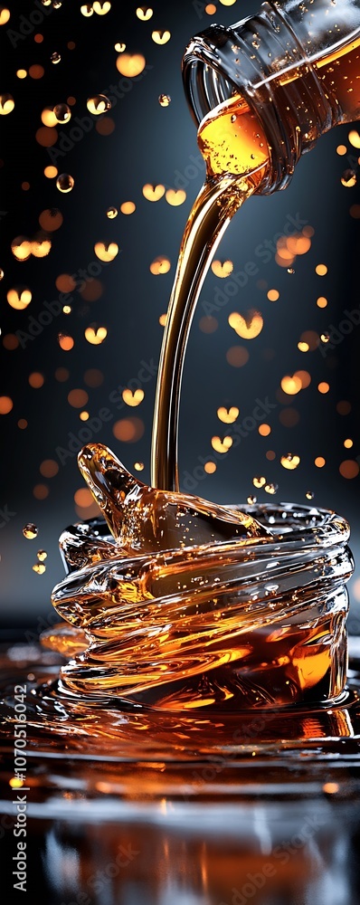 Aufkleber vibrant cola pour into glass with dramatic splash and bokeh effect : generative ai