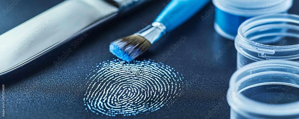 Aufkleber revealing hidden evidence close-up of uv light exposing fingerprints on handle - forensic investigat