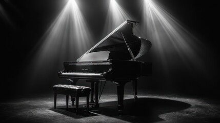 Grand Piano Under Spotlight