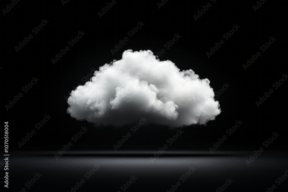 Aufkleber a fluffy white cloud floating seamlessly against a black background in a minimalist setting