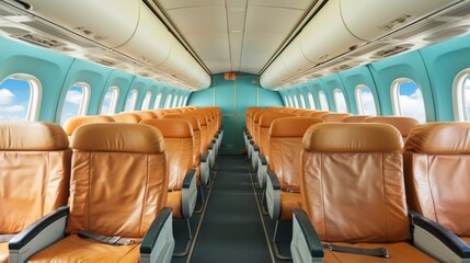 Exploring the sleek and contemporary interior design of a modern passenger aircraft cabin