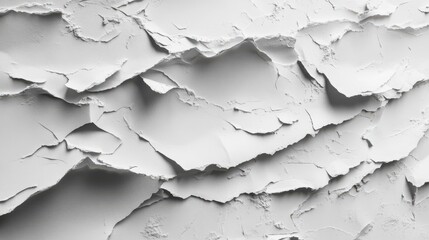 Fototapeta premium A close-up view reveals the delicate textures of crumpled white paper, showcasing intricate folds and shadows that create an artistic play of light and depth in a minimalist composition.