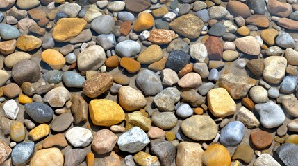 Naklejka premium Smooth River Stones Water Natural Texture Pebble Background