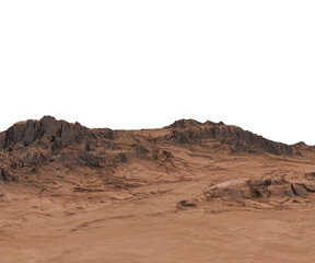Mars Mountain Terrain isolated on a white background 