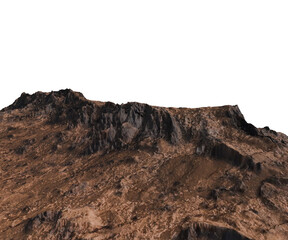 Mars Mountain Terrain isolated on a white background 