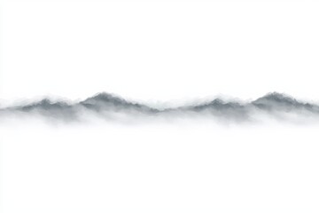 Abstract foggy mountains on a white background, perfect for serene and tranquil visuals.